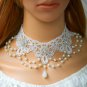 Lolita white rhinestone fashionable lace faux pearl necklace choker NR449