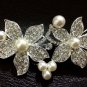 Bridal dangle Faux Pearl leaf Rhinestone Crystal Prom necklace earring set HR213