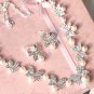 Bridal dangle Faux Pearl leaf Rhinestone Crystal Prom necklace earring set HR213