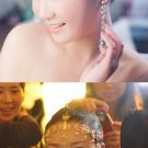 Bridal Rhinestone crystal dangle gold tone forehead Maang tikka tiara HR232G
