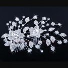 BRIDAL  PROM FLOWER LEAF  HEADDRESS CLEAR RHINESTONE HAIR TIARA COMB RB648
