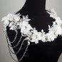 Bridal Collar lace Rhinestone flower shoulder decor bib necklace NR455