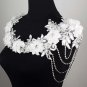 Bridal Collar lace Rhinestone flower shoulder decor bib necklace NR455