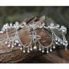 Bridal Rhinestone crystal dangle Faux pearl forehead Maang tikka Headpiece HR328