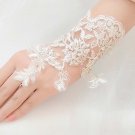 Bridal prom sexy Lace white flower Fingerless Gloves S42