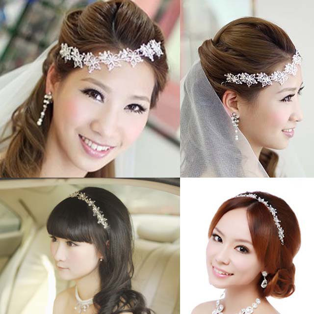 Bridal Rhinestone Crystal adjustable forehead band Vines Halos Hair tiara HR182