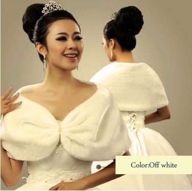Bridal Faux Fur Off white snood Shrug Shawl Cape Stole Wrap SF122