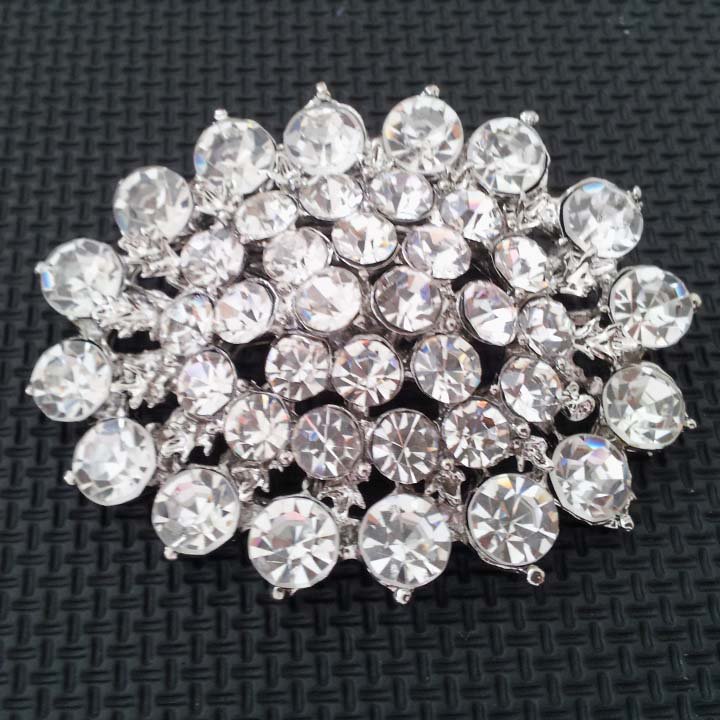 Bridal ellipse oval crystal scarf deco Czech Rhinestone Brooch pin PI603
