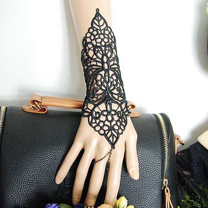 Sexy Belly dance tattoo Bohemian gothic Black butterfly slave Bracelet BR357