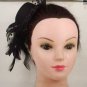 Bridal Feather Black ribbon Birdcage veil hair Fascinator Mini Hat clip BA164
