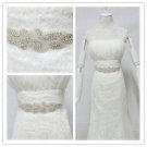 Crystal Bridal Sash-Rhinestone Trim applique waist Faux pearl Dress Belt HR325