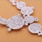 Circle Bridal Rhinestone crystal round prom earring necklace set NR443