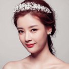 Bridal Faux pearl Silver tone Headband Clear Rhinestone headpiece Tiara HR326