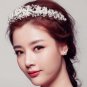 Bridal Faux pearl Silver tone Headband Clear Rhinestone headpiece Tiara HR326