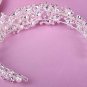 Bridal Faux pearl Silver tone Headband Clear Rhinestone headpiece Tiara HR326