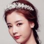 Bridal Faux pearl Silver tone Headband Clear Rhinestone headpiece Tiara HR326