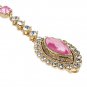 Bridal Pink golden Crystal Rhinestone Belly dance Maang tikka Headpiece HR294