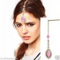 Bridal Pink golden Crystal Rhinestone Belly dance Maang tikka Headpiece HR294