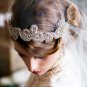 Bridal Rhinestone trim sash applique ribbon headband Princess Prom Tiara HR311
