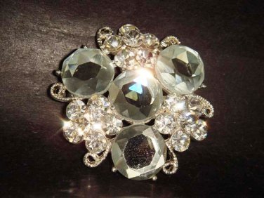 Bridal Czech Crystal Vintage style cake topper dress Rhinestone Brooch pin Pi213