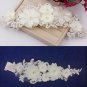 Bridal rhinestone bead Fascinator white silk flower forehead band Tiara BA195