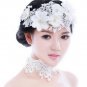 Bridal rhinestone bead Fascinator white silk flower forehead band Tiara BA195