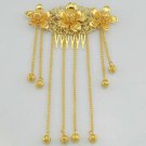 Bridal Chinese traditional gold tone dangle Flower Headpiece Hair tiara RB651
