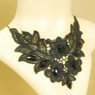 Gothic sexy Lolita Lace Bead dangle flower Black Choker necklace NR441