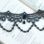 Gothic Lolita Black Flower lace Belly dance dangle bead necklace choker NR434