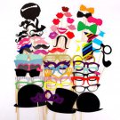 58 Pcs. Birthday Bridal Photo Booth Props mustache lip Glasses On a stick PP03