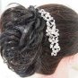 Bridal Clear Crystal Rhinestone Silver tone flower Hair tiara Comb RB656