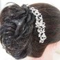 Bridal Clear Crystal Rhinestone Silver tone flower Hair tiara Comb RB656