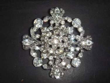 Bridal Vintage style crystal cake dress topper Czech Rhinestone Brooch pin Pi168