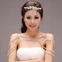 2 items Bridal crystal faux peral Rhinestone shoulder necklace tiara set HR293
