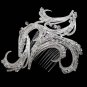 BRIDAL PROM SILVER TONE HEADDRESS CLEAR RHINESTONE HAIR TIARA COMB RB663
