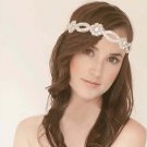 Bridal Rhinestone trim sash applique ribbon headband Princess Prom Tiara HR296