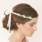 Bridal Rhinestone trim sash applique ribbon headband Princess Prom Tiara HR296