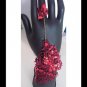 Sexy Belly dance Rhinestone Sequin Red Lace gothic slave Bracelet BR351