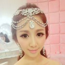 Bridal Rhinestone crystal dangle Topknot necklace forehead deco Headpiece HR304