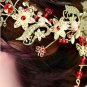 Bridal traditional Chinese Red bead gold butterfly Hair Vines Halos Tiara HR256