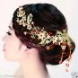 Bridal traditional Chinese Red bead gold butterfly Hair Vines Halos Tiara HR256