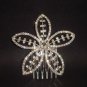 2 pcs Bridal Clear Rhinestone Silver tone Crystal flower hair comb Tiara RB460