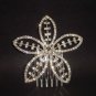 2 pcs Bridal Clear Rhinestone Silver tone Crystal flower hair comb Tiara RB460