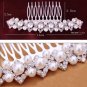 3 items Bridal Rhinestone crystal Faux comb Topknot earring necklace set NR444