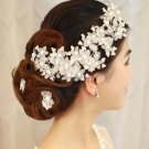 Bridal adjustable semi transparent flower Faux pearl prom hair Fascinator BA197