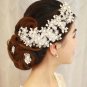 Bridal adjustable semi transparent flower Faux pearl prom hair Fascinator BA197