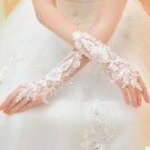 Bridal prom sexy Lace white flower Fingerless Gloves S41