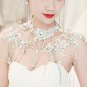Bridal dangle crystal lace Rhinestone shoulder deco bib necklace NR451