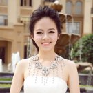 Bridal crystal Rhinestone shoulder deco Bra bib necklace NR473