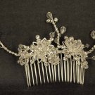 Bridal Crystal Adjustable Rhinestone Prom flower Hair tiara Comb RB470